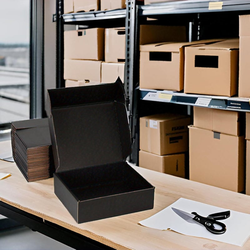 DUZCLI Small Shipping Boxes 9x6x2 Inches – Black Corrugated Cardboard Boxes (20-Pack) for Mailing, Packing, Small Business & Gift Packaging - Recyclable & Sturdy - Image 4